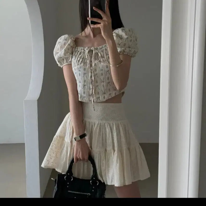 [BUNJANG] Kkang Kkang Punching Skirt / 펀칭 캉캉 스커트