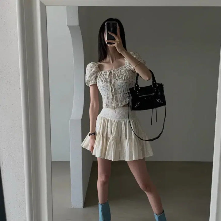 [BUNJANG] Kkang Kkang Punching Skirt / 펀칭 캉캉 스커트