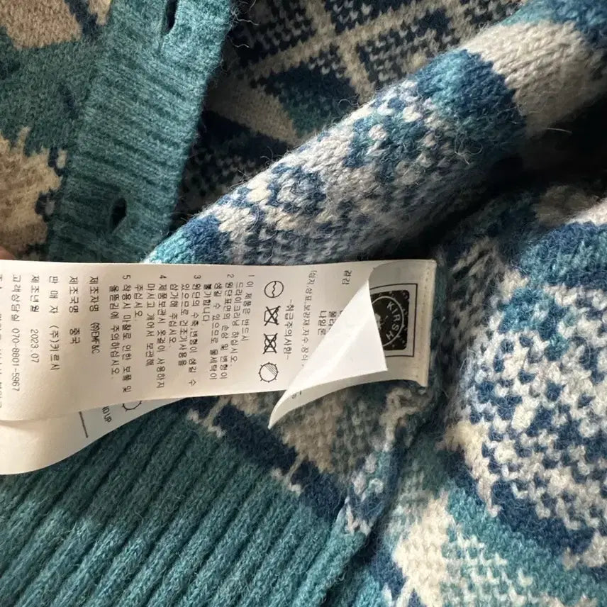 [BUNJANG] Kirsh Fair Isle Crop Cardigan - Blue / 키르시 페어아일 크롭 가디건 아이브착용