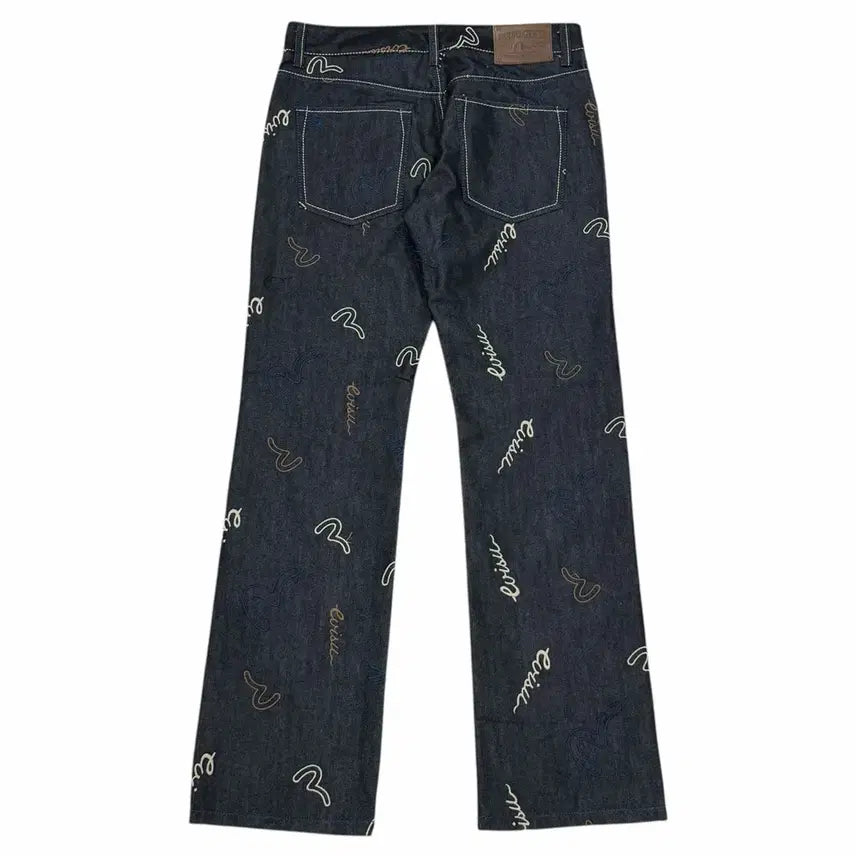 [BUNJANG] EVISU Embroidered Logo Denim Pants 34 / EVISU 에비수 멀티 자수로고 데님팬츠 바지 34