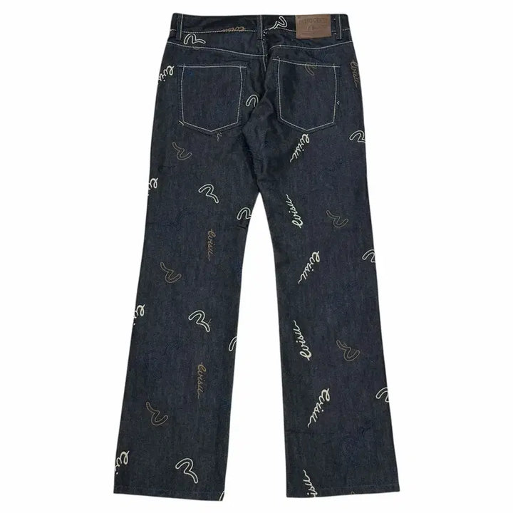 [BUNJANG] EVISU Embroidered Logo Denim Pants 34 / EVISU 에비수 멀티 자수로고 데님팬츠 바지 34