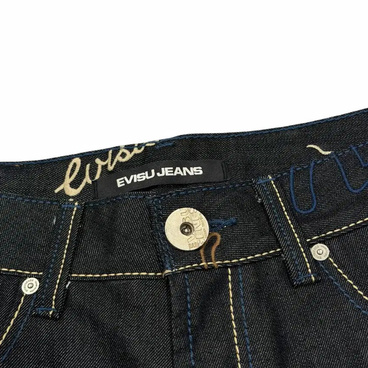 [BUNJANG] EVISU Embroidered Logo Denim Pants 34 / EVISU 에비수 멀티 자수로고 데님팬츠 바지 34