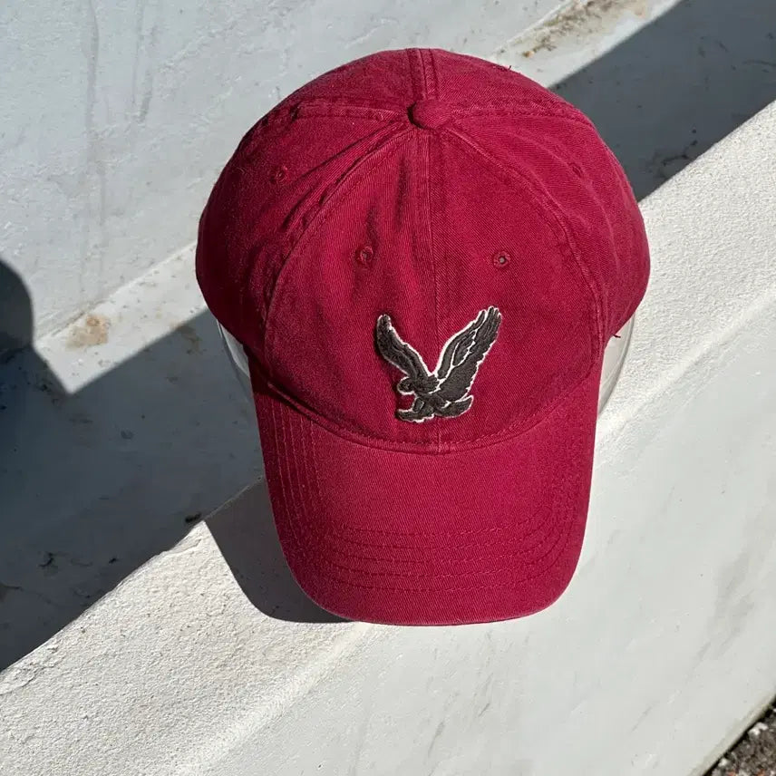 [BUNJANG] American Eagle Burgundy Ball Cap / [F] 아메리칸이글 다크레드 볼캡 모자 독수리 자수