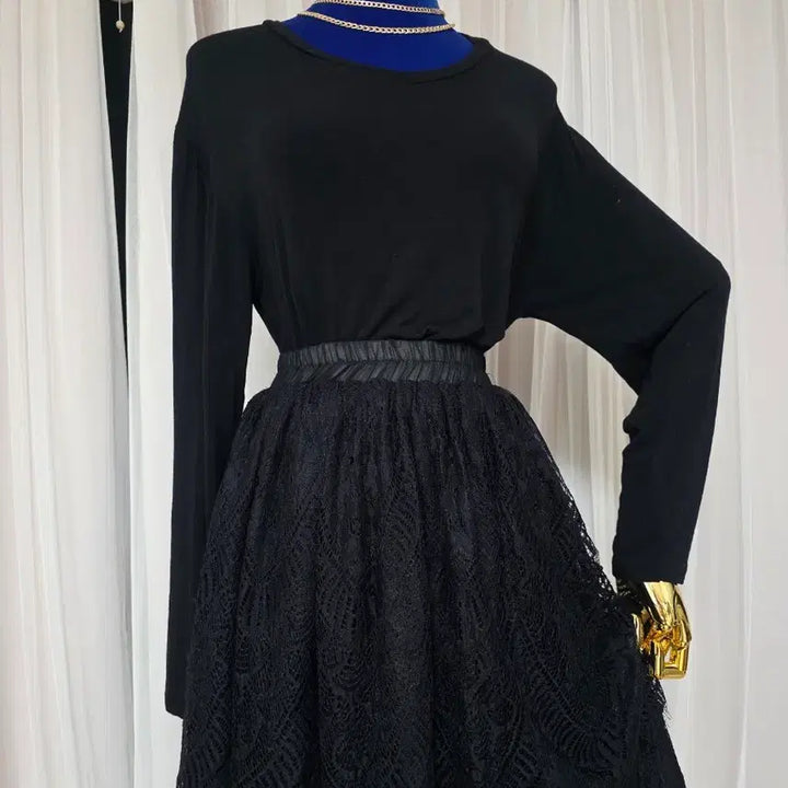 [BUNJANG] Black Lace Long Skirt / 레이스롱치마