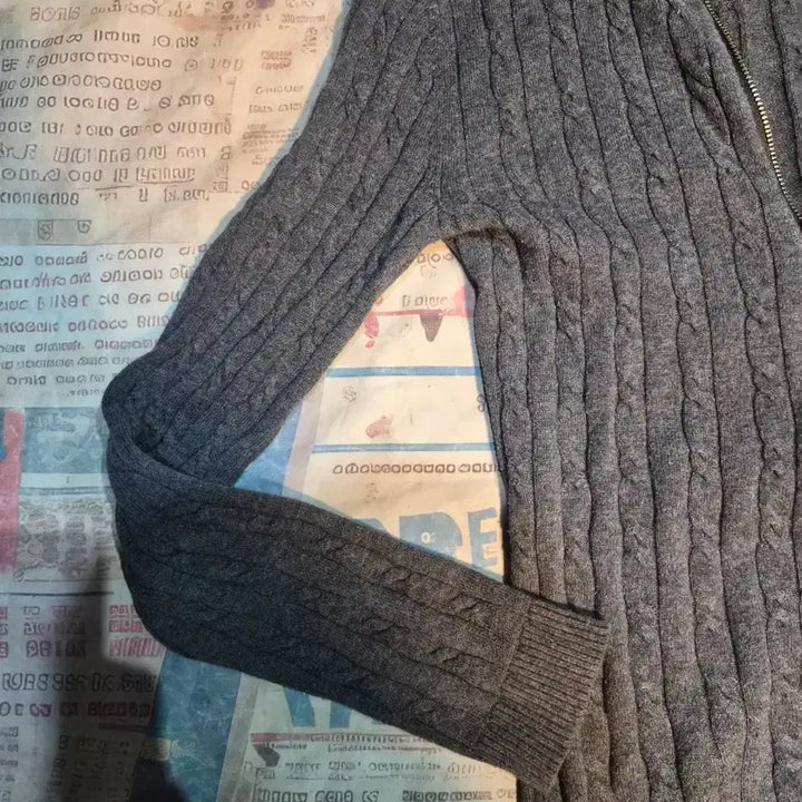 [BUNJANG] Tommy Hilfiger Gray Knit Zip-Up Cardigan / 타미힐피거 그레이 니트 집업 가디건