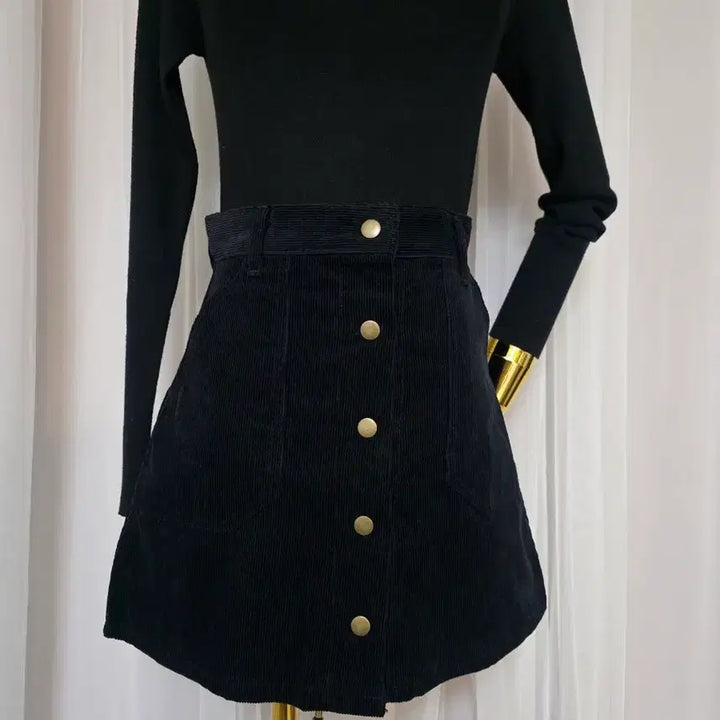 [BUNJANG] Black Corduroy Mini Skirt / 검정색 코듀로이 미니스커트