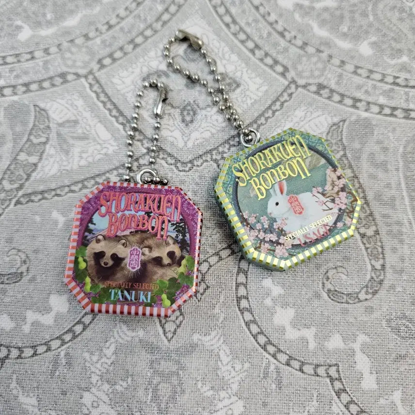 [BUNJANG] Syourakuen Miniature Bonbon Tanuki Rabbit Gacha / 쇼라쿠엔 미니어쳐 봉봉 타누키 우사기 키링 가챠