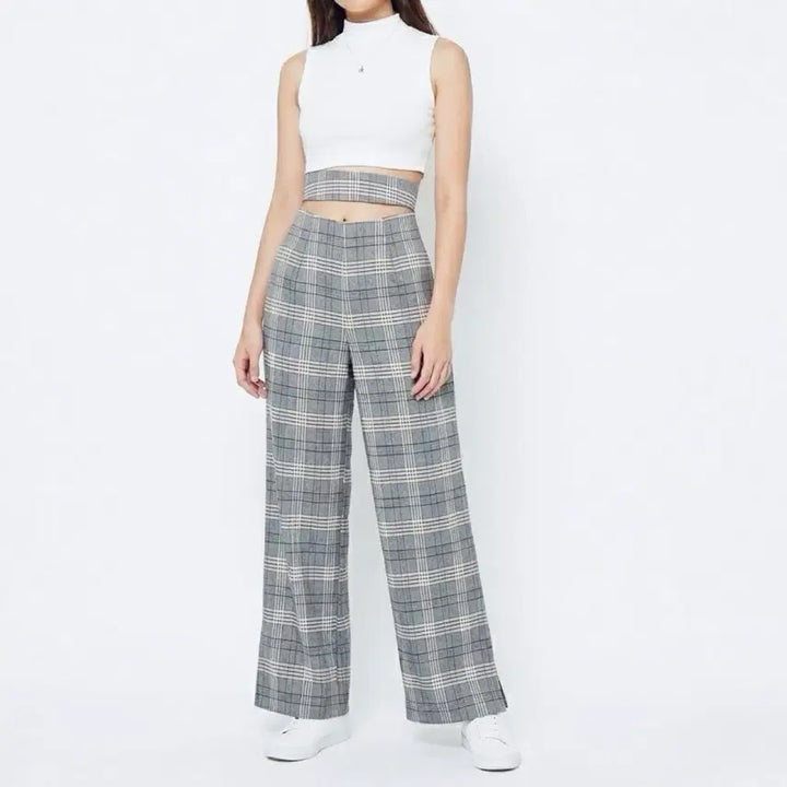 [BUNJANG] Checkered Slacks / 회색 체크 슬랙스