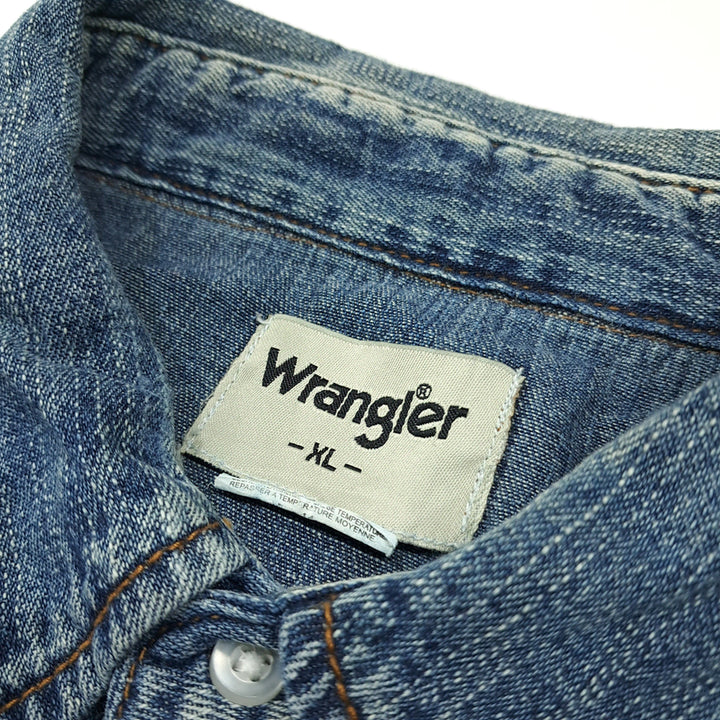 [BUNJANG] Wrangler 90s Cotton Western Denim Shirt / CL692 XL 랭글러 90s 코튼 웨스턴 미디엄블루 데님셔츠 남방