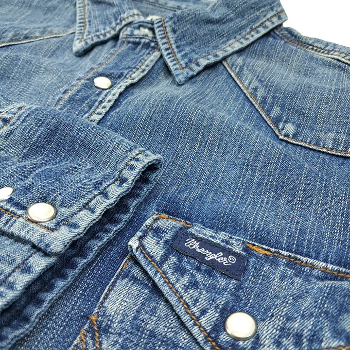 [BUNJANG] Wrangler 90s Cotton Western Denim Shirt / CL692 XL 랭글러 90s 코튼 웨스턴 미디엄블루 데님셔츠 남방