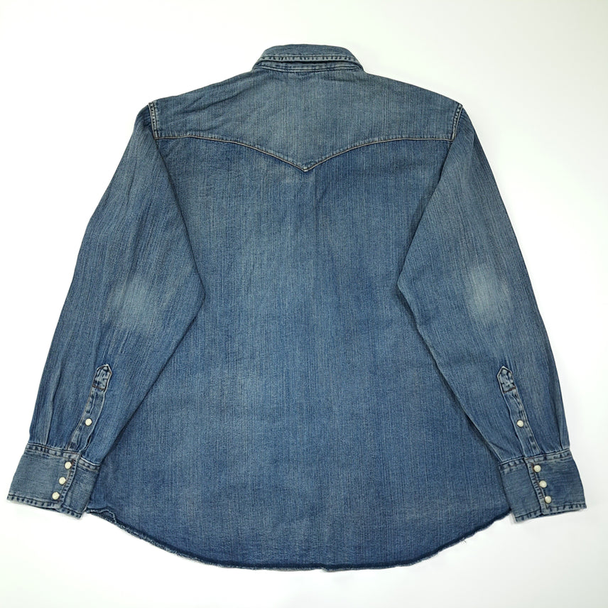 [BUNJANG] Wrangler 90s Cotton Western Denim Shirt / CL692 XL 랭글러 90s 코튼 웨스턴 미디엄블루 데님셔츠 남방