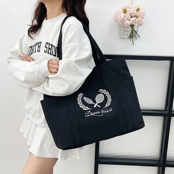 [BUNJANG] Tennis Canvas Tote Bag / 테니스 캔버스 에코백 대용량 토트백 스포츠 숄더백 데일리 가방