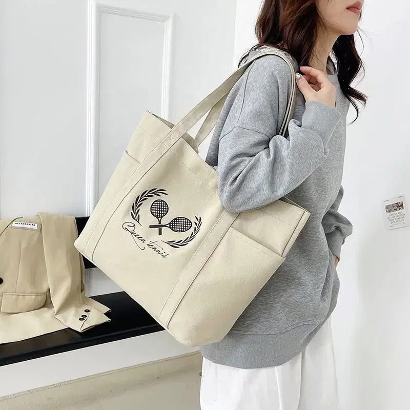 [BUNJANG] Tennis Canvas Tote Bag / 테니스 캔버스 에코백 대용량 토트백 스포츠 숄더백 데일리 가방