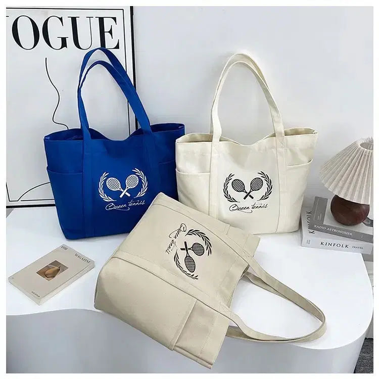 [BUNJANG] Tennis Canvas Tote Bag / 테니스 캔버스 에코백 대용량 토트백 스포츠 숄더백 데일리 가방