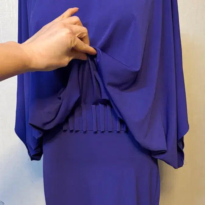 [BUNJANG] Purple Pleated Long Dress / 퍼플 플리츠 원피스 등플러팅 맥저지원단
