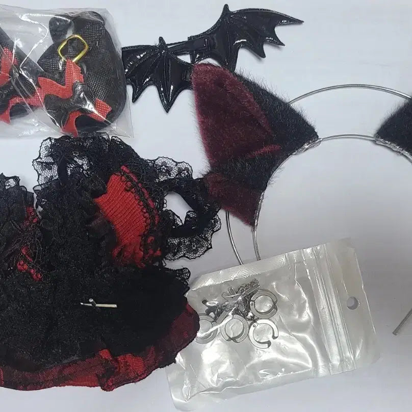 [BUNJANG] 20cm Doll Devil Cat Skirt Version Outfit Set / 20cm 솜인형 악마냥 치마버전 옷(머리띠 하자