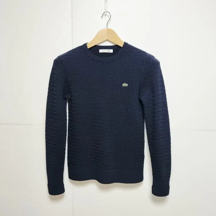 [BUNJANG] Lacoste Wool Cable Knit Sweater / 여성 라코스테 WOOL 울 모 케이블 꽈배기 네이비 긴팔 니트 스웨터