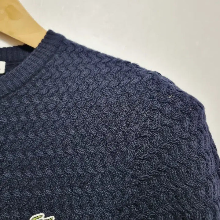 [BUNJANG] Lacoste Wool Cable Knit Sweater / 여성 라코스테 WOOL 울 모 케이블 꽈배기 네이비 긴팔 니트 스웨터