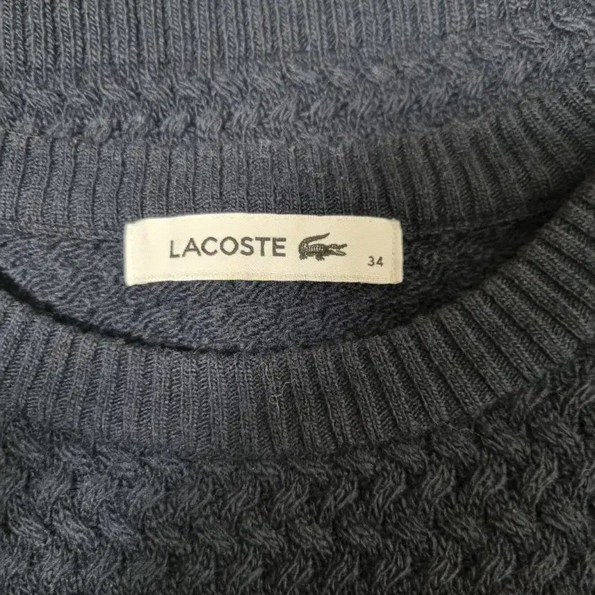 [BUNJANG] Lacoste Wool Cable Knit Sweater / 여성 라코스테 WOOL 울 모 케이블 꽈배기 네이비 긴팔 니트 스웨터