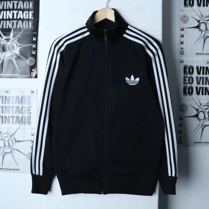[BUNJANG] Adidas Track Top Zip-Up Jersey Jacket / (S) 아디다스 집업져지 트랙탑 구파버 블랙 올드스쿨 검흰-176DE