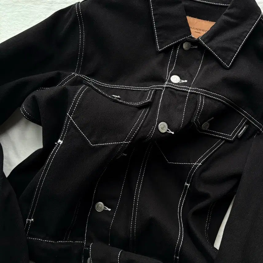 [BUNJANG] Sandro Stitch Jacket Black / [M] 산드로 스티치 자켓 블랙