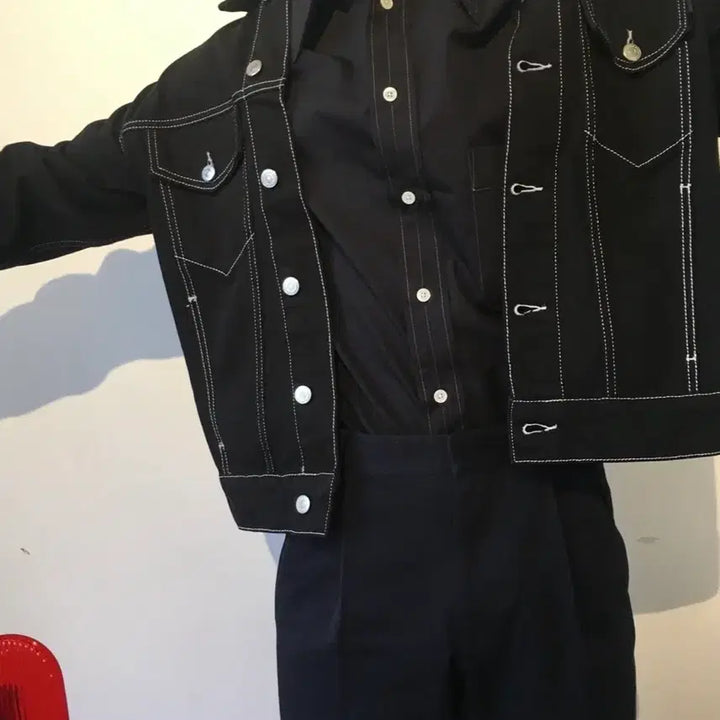 [BUNJANG] Sandro Stitch Jacket Black / [M] 산드로 스티치 자켓 블랙