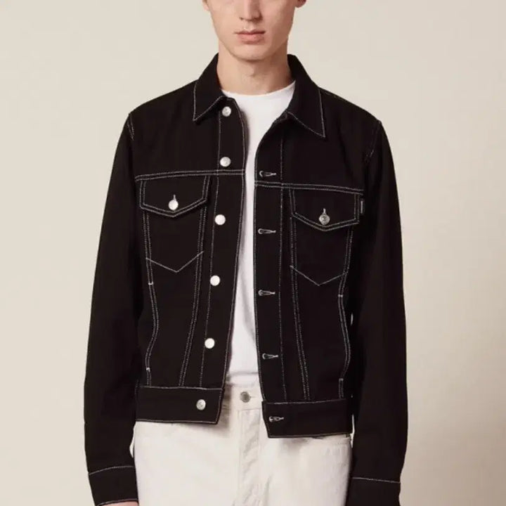 [BUNJANG] Sandro Stitch Jacket Black / [M] 산드로 스티치 자켓 블랙