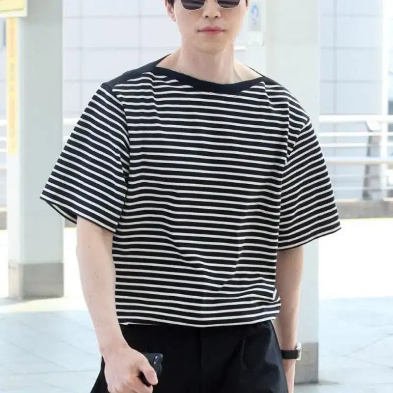[BUNJANG] Juunj Boat Neck Striped Border T-shirt / 준지 juunj / 준지 보트넥 스트라이프 보더티 티셔츠