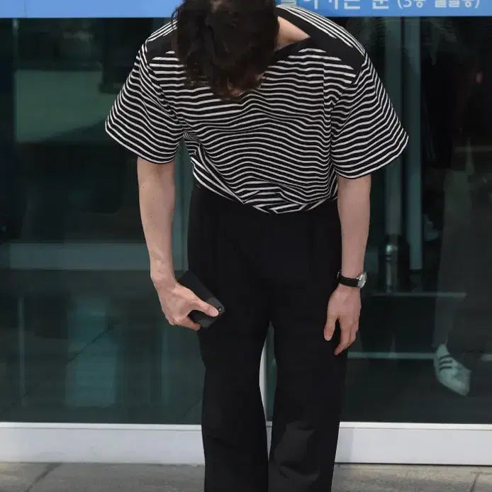 [BUNJANG] Juunj Boat Neck Striped Border T-shirt / 준지 juunj / 준지 보트넥 스트라이프 보더티 티셔츠