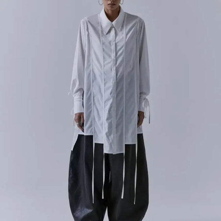 [SOLD OUT] 옷장 정리 트리밍버드 스텝 헴라인 롱 스트랩 셔츠 블랙