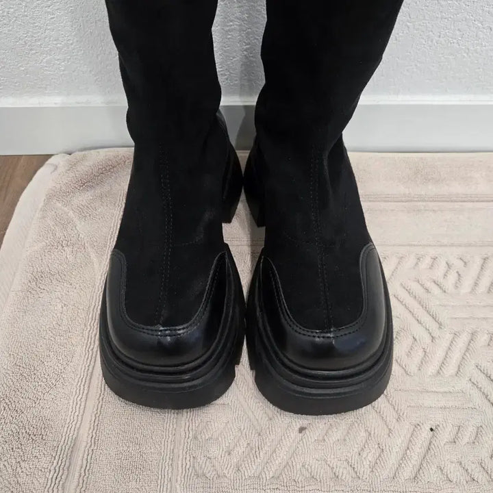 [BUNJANG] Unbranded Suede Black Long Boots / 롱부츠 225 굽6센티