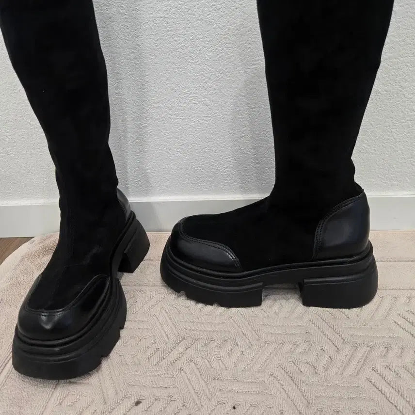 [BUNJANG] Unbranded Suede Black Long Boots / 롱부츠 225 굽6센티