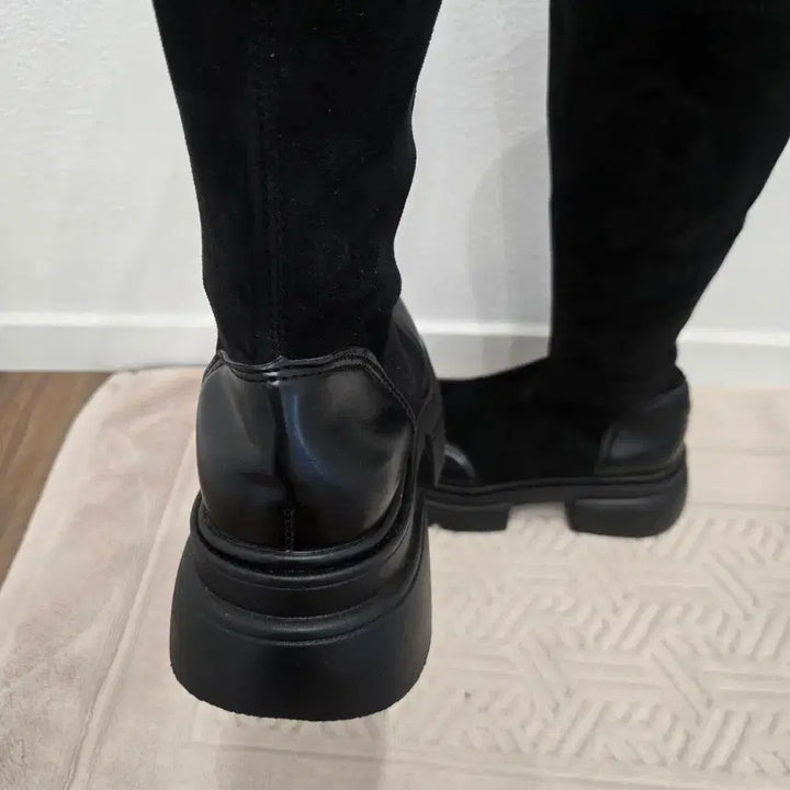 [BUNJANG] Unbranded Suede Black Long Boots / 롱부츠 225 굽6센티