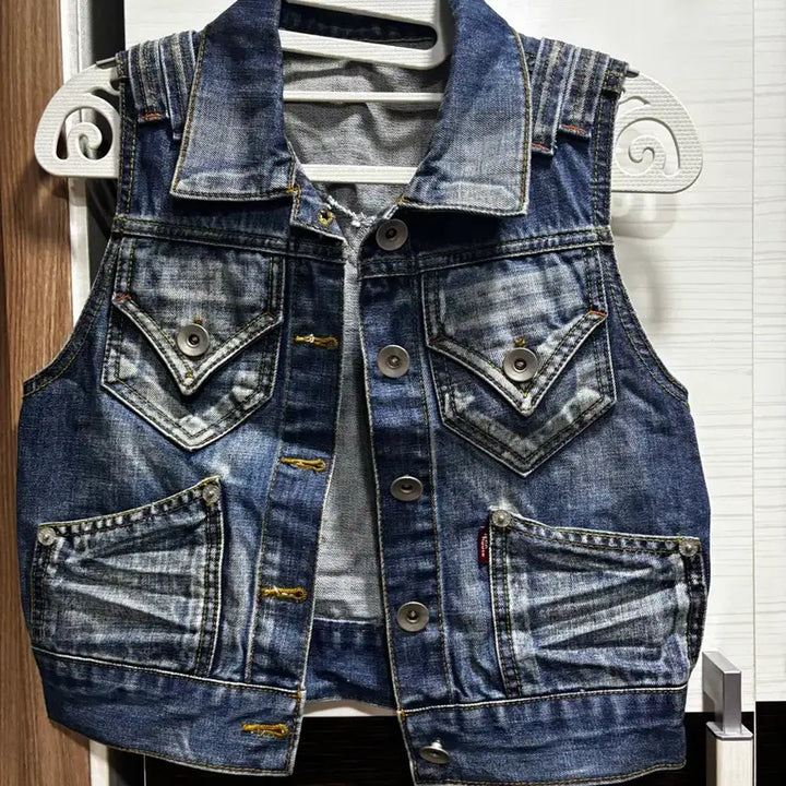 [BUNJANG] Y2K Cropped Denim Vest / 빈티지 y2k 크롭 청 데님 조끼
