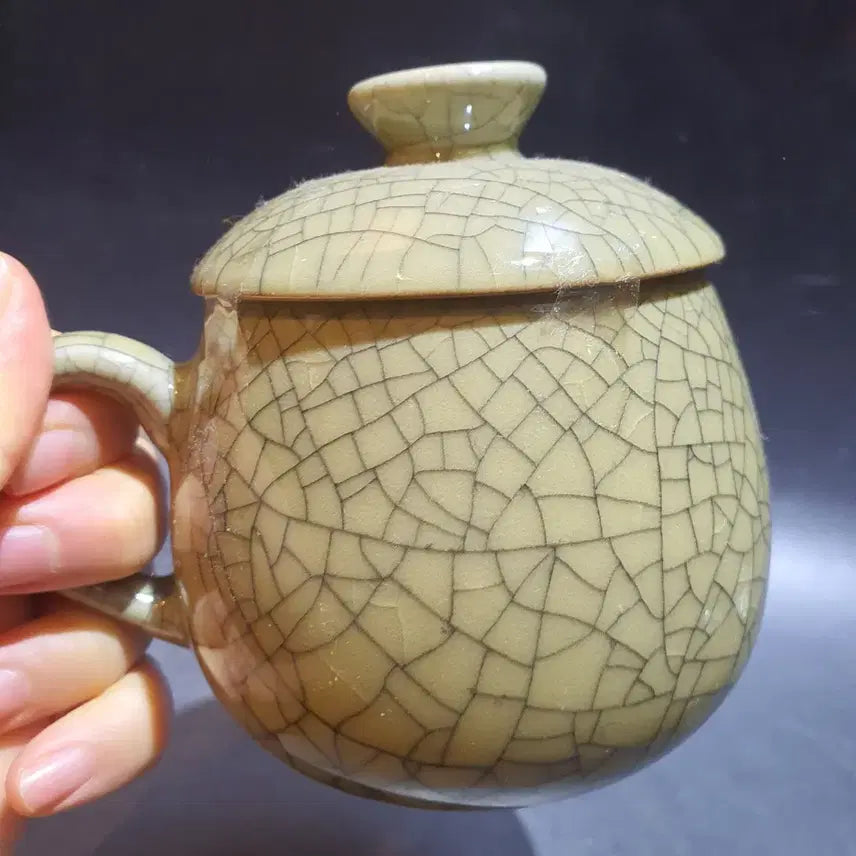 [BUNJANG] Celadon Porcelain Lidded Cup / 빙열문 유개 잔
