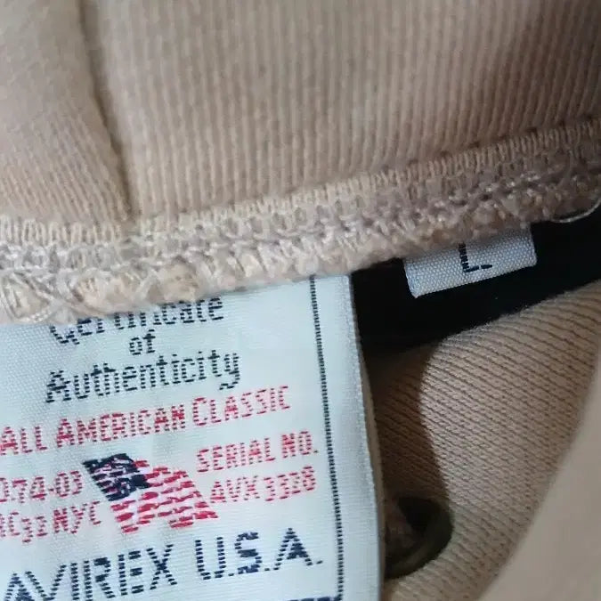 [BUNJANG] Avirex Hooded Sweatshirt Beige L / AVIREX아비렉스 후드티 L사이즈 베이지 앞면얼룩점2개 및 얼룩다수