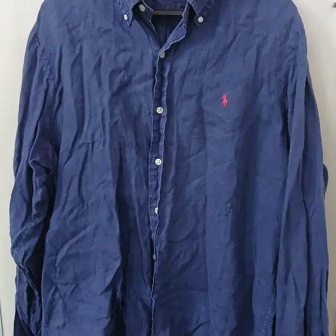 [BUNJANG] Polo Ralph Lauren Blue Linen Shirt L / 폴로 랄프로렌 블루 린넨 셔츠 L사이즈 사용감있음 뒷면작은점사진확인
