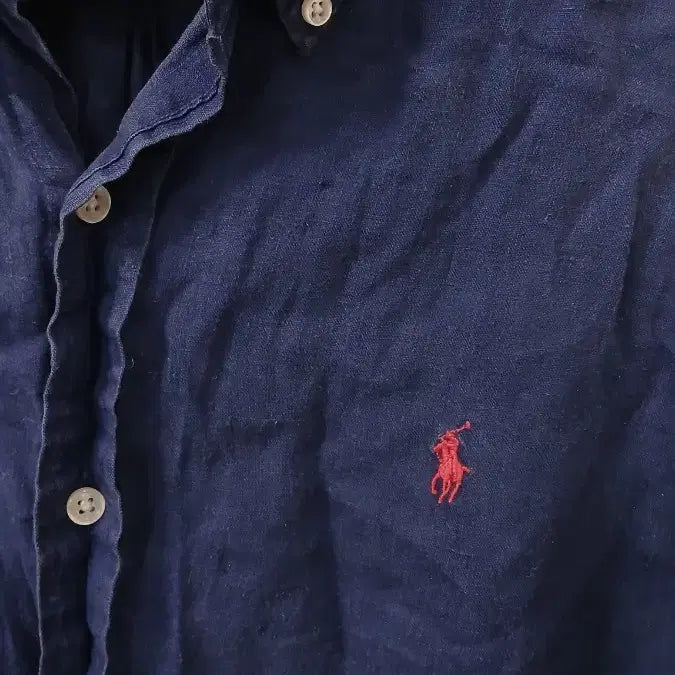 [BUNJANG] Polo Ralph Lauren Blue Linen Shirt L / 폴로 랄프로렌 블루 린넨 셔츠 L사이즈 사용감있음 뒷면작은점사진확인