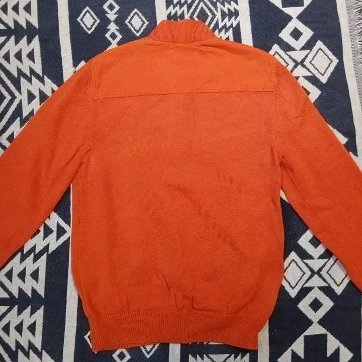[BUNJANG] Lacoste Pigment Orange Croc Patch Logo Cotton Knit Blouson / 라코스테 피그먼트 오렌지 크록패치 로고 히든지퍼 블루종타입 코튼 니트 가