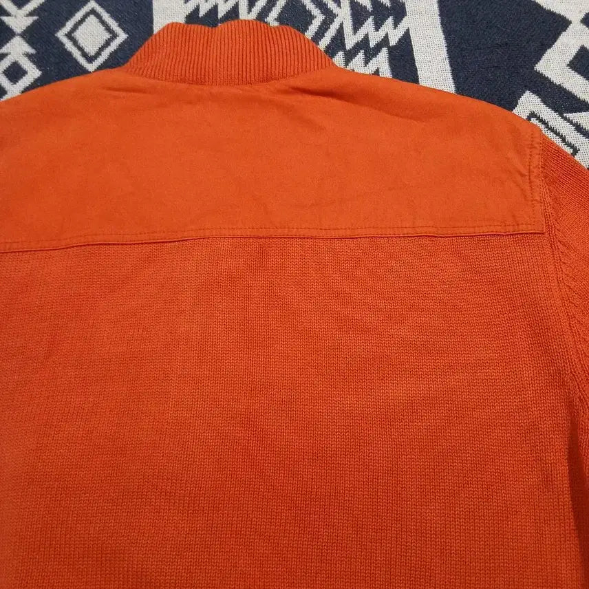 [BUNJANG] Lacoste Pigment Orange Croc Patch Logo Cotton Knit Blouson / 라코스테 피그먼트 오렌지 크록패치 로고 히든지퍼 블루종타입 코튼 니트 가