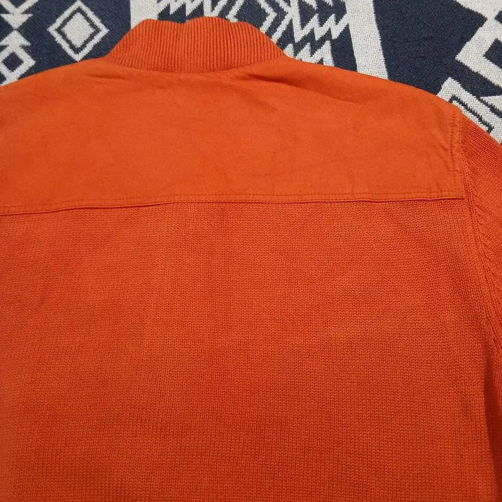 [BUNJANG] Lacoste Pigment Orange Croc Patch Logo Cotton Knit Blouson / 라코스테 피그먼트 오렌지 크록패치 로고 히든지퍼 블루종타입 코튼 니트 가