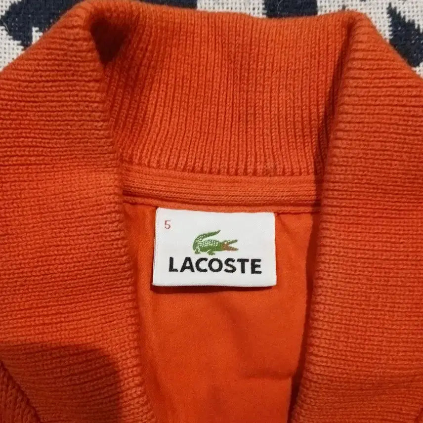 [BUNJANG] Lacoste Pigment Orange Croc Patch Logo Cotton Knit Blouson / 라코스테 피그먼트 오렌지 크록패치 로고 히든지퍼 블루종타입 코튼 니트 가