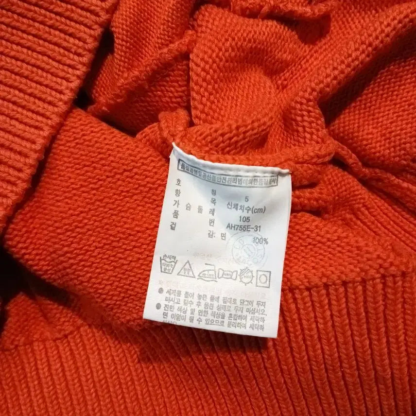[BUNJANG] Lacoste Pigment Orange Croc Patch Logo Cotton Knit Blouson / 라코스테 피그먼트 오렌지 크록패치 로고 히든지퍼 블루종타입 코튼 니트 가