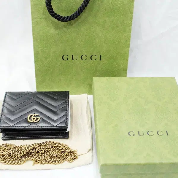 [BUNJANG] Gucci GG Marmont Matelassé Chain Card Wallet / 구찌 625693 GG마몬트 마틀라쎄 체인 카드반지갑