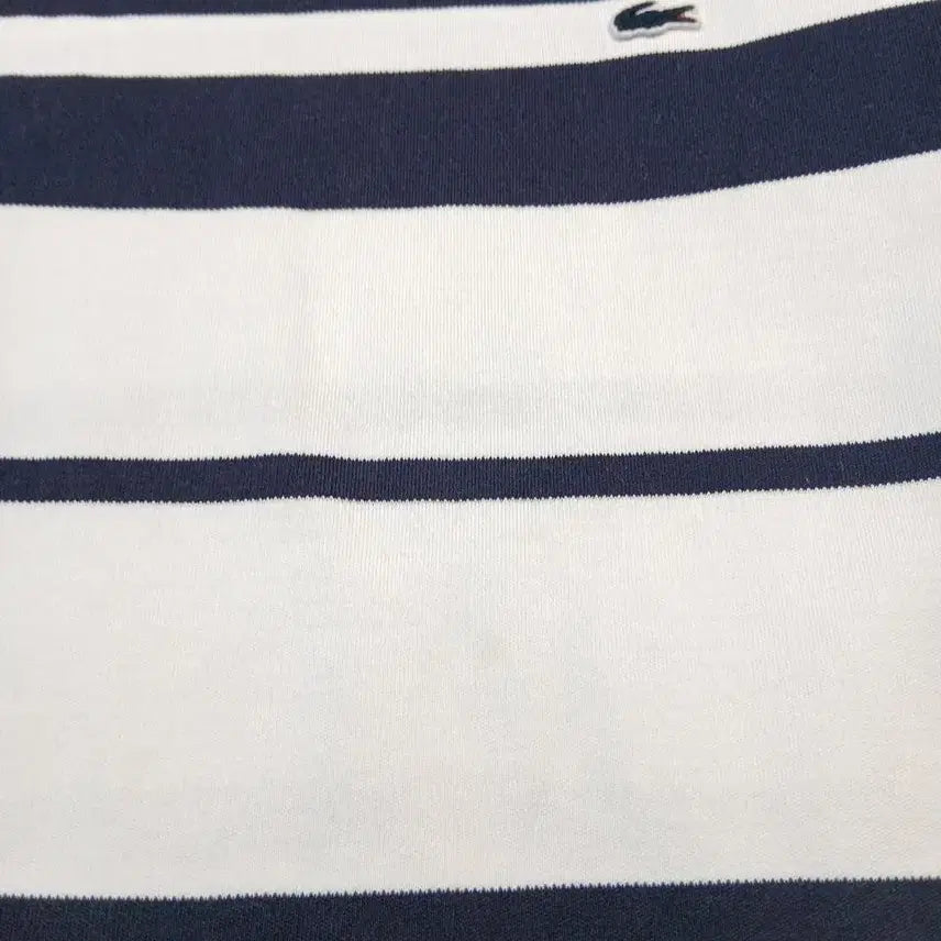 [BUNJANG] Lacoste White Navy Stripe Croc Patch Boat Neck Long Sleeve Shirt / 라코스테 화이트 네이비 스트라이프 배색 크록패치 로고 마린룩 보트넥 긴팔