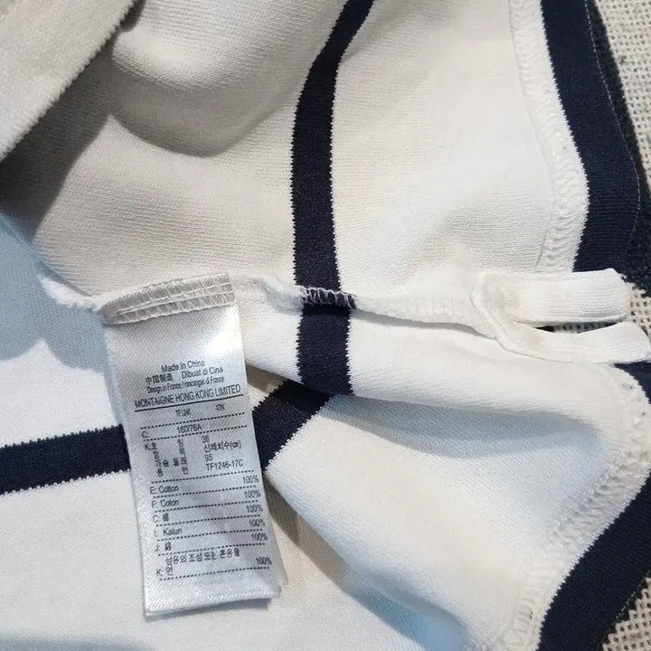 [BUNJANG] Lacoste White Navy Stripe Croc Patch Boat Neck Long Sleeve Shirt / 라코스테 화이트 네이비 스트라이프 배색 크록패치 로고 마린룩 보트넥 긴팔