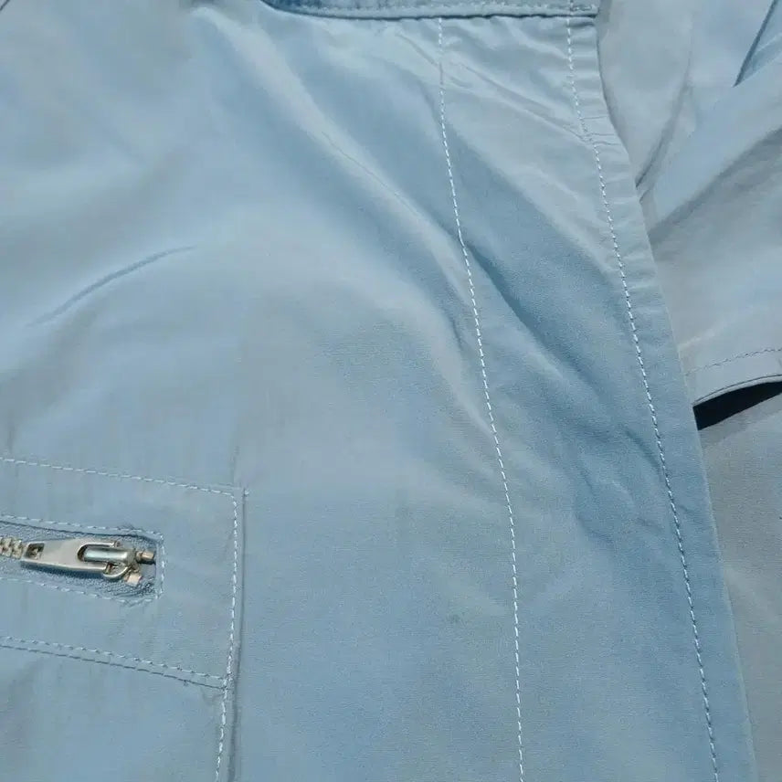 [BUNJANG] ANNE KLEIN Sky Blue Double Pocket Unbalanced Jacket / ANNE KLEIN 앤클라인 스카이블루 소라색 더블포켓 히든버튼 언발란스