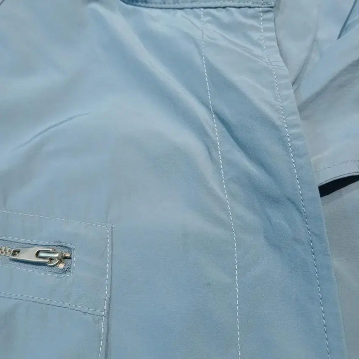 [BUNJANG] ANNE KLEIN Sky Blue Double Pocket Unbalanced Jacket / ANNE KLEIN 앤클라인 스카이블루 소라색 더블포켓 히든버튼 언발란스