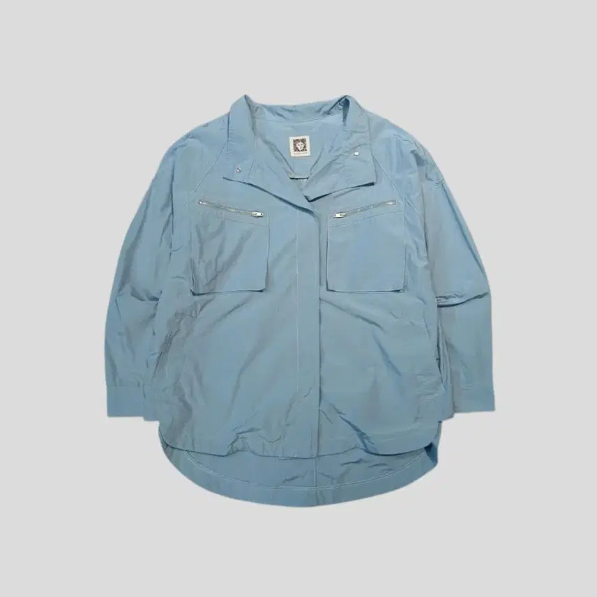[BUNJANG] ANNE KLEIN Sky Blue Double Pocket Unbalanced Jacket / ANNE KLEIN 앤클라인 스카이블루 소라색 더블포켓 히든버튼 언발란스