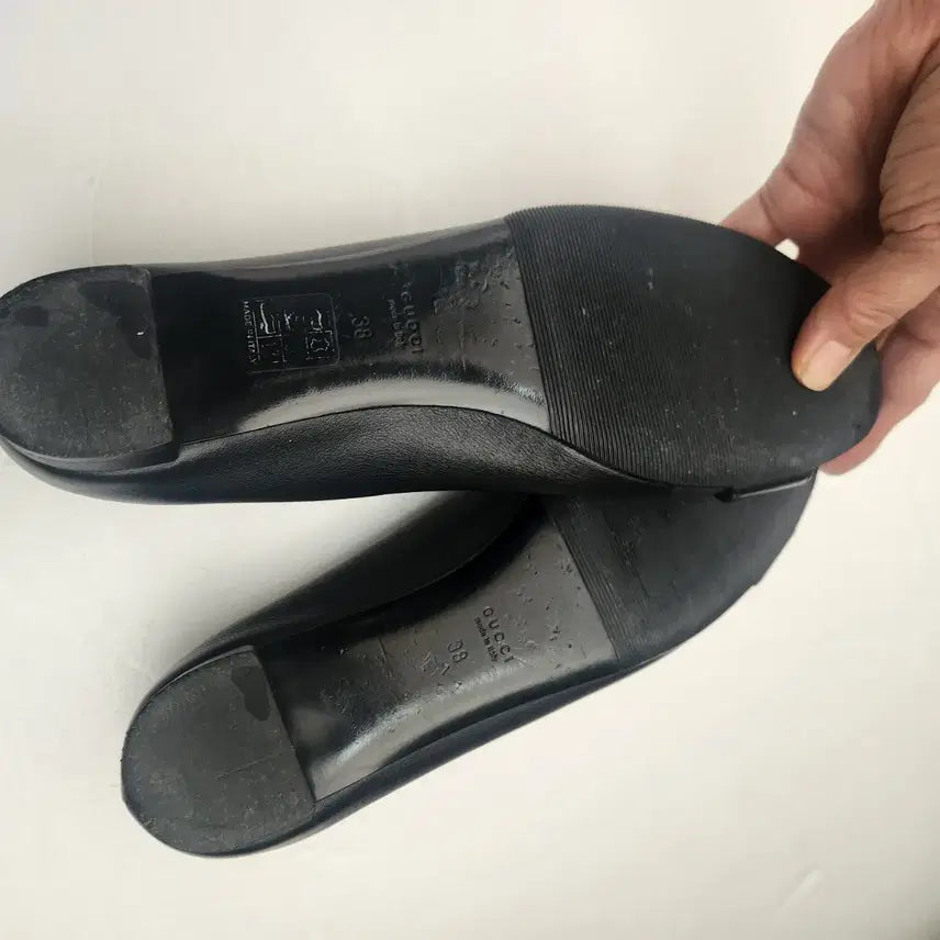 [BUNJANG] Black Leather Buckle Flat Shoes / 블랙 가죽 버클 플랫 슈즈245